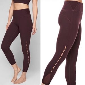 Athleta High Rise Peekaboo 7/8 Tight Burgundy Legging Powervita